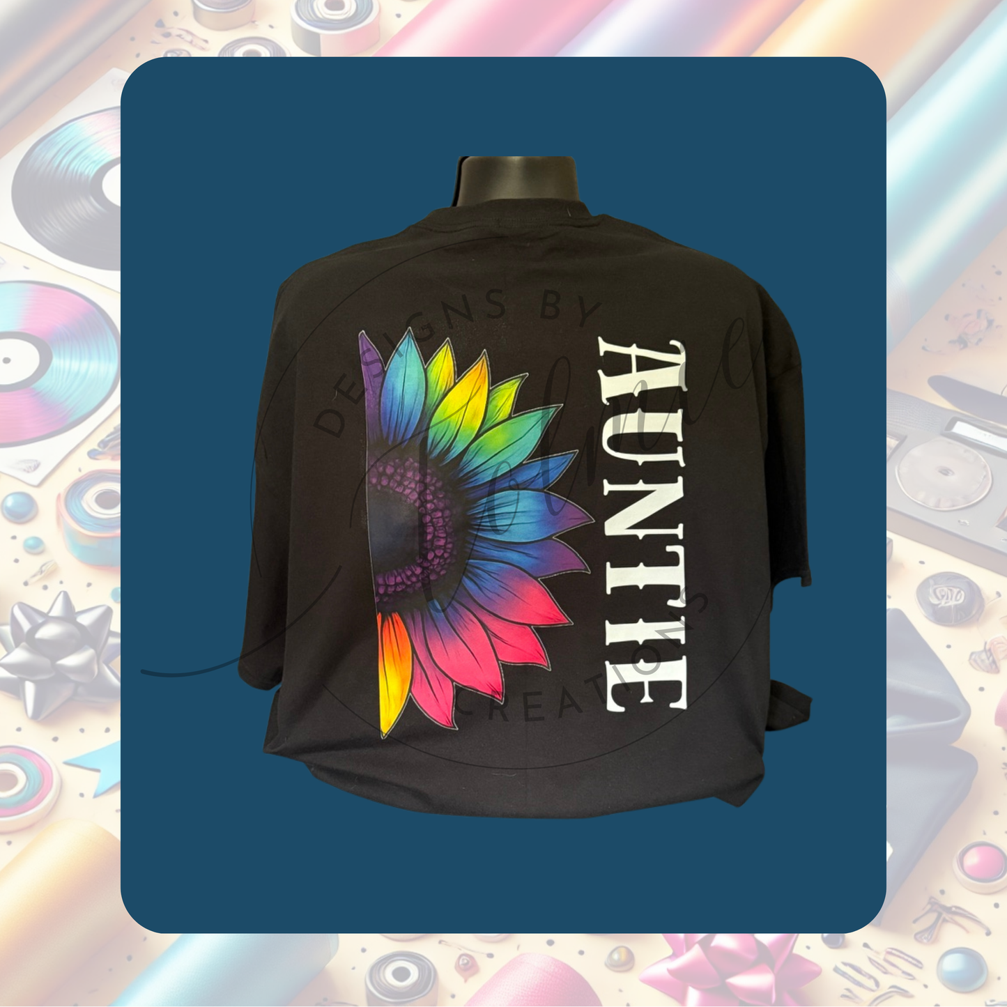 Custom Sunflower Family Tee Shirt– Auntie, Mom, Nana, Grandma
