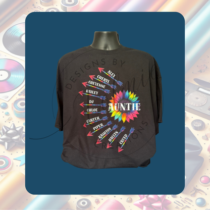 Custom Sunflower Family Hoodie – Auntie, Mom, Nana, Grandma